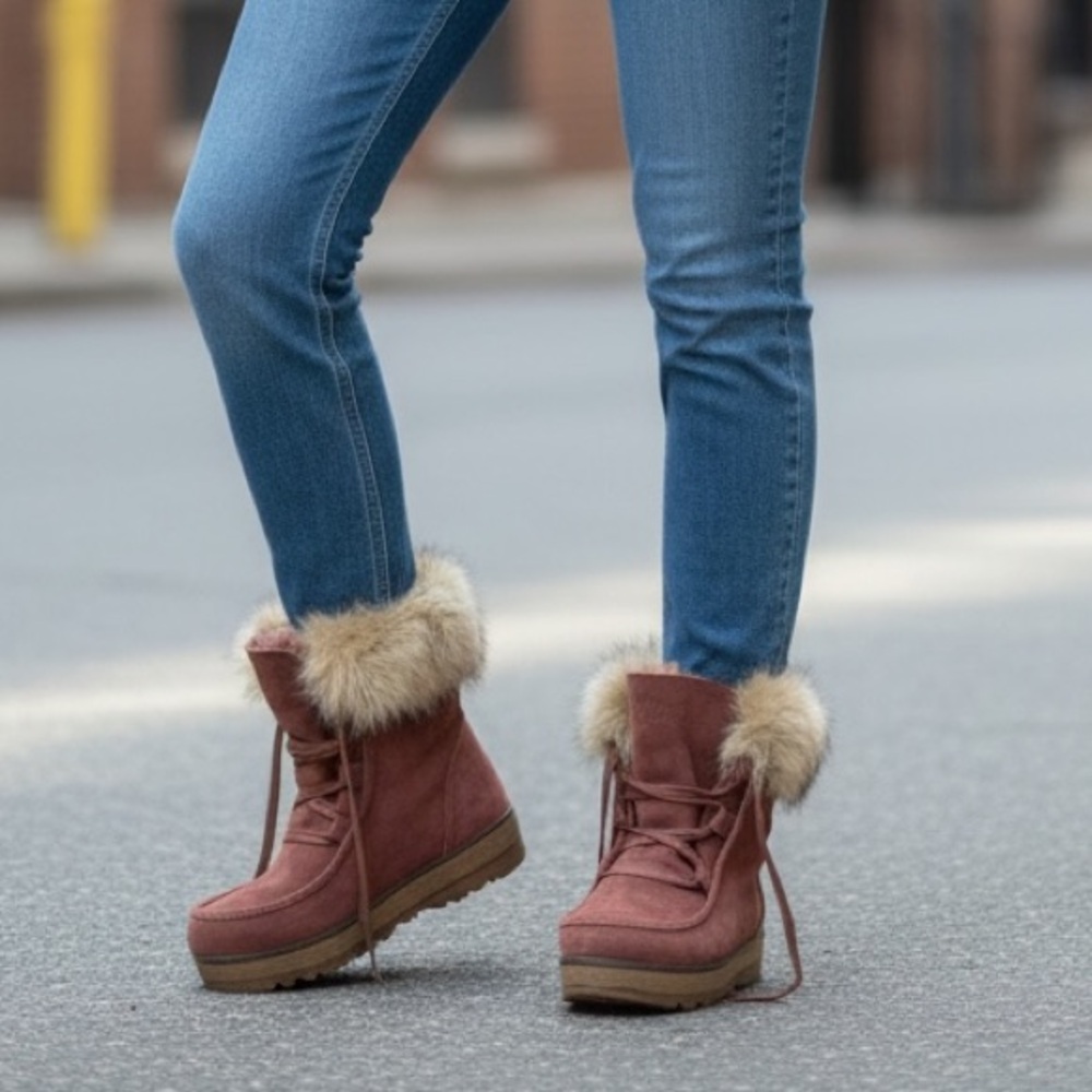 Cougar Women's Winter Boots - Brown with Fur Trim 🆕